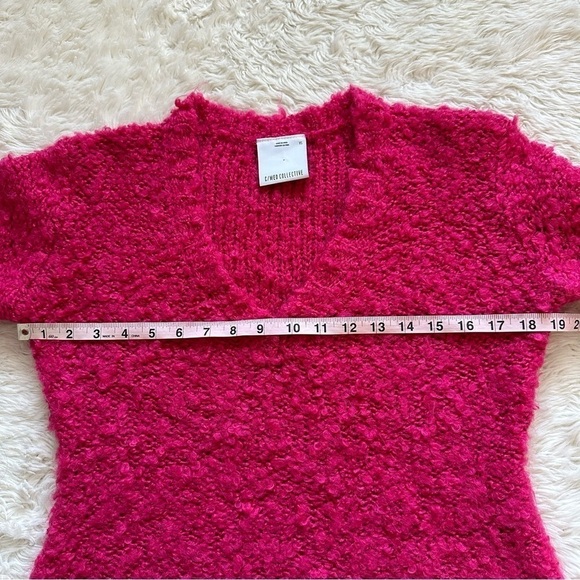 C/MEO Collective Sweater Coco Knit Balloon Sleeve V-neck Wool Blend Hot Pink XS - Picture 10 of 12